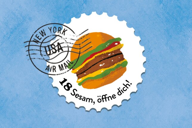 SONNENTOR Gewürzadventkalender - Türchen 18: Die Illustration zeigt einen Burger! | © SONNENTOR